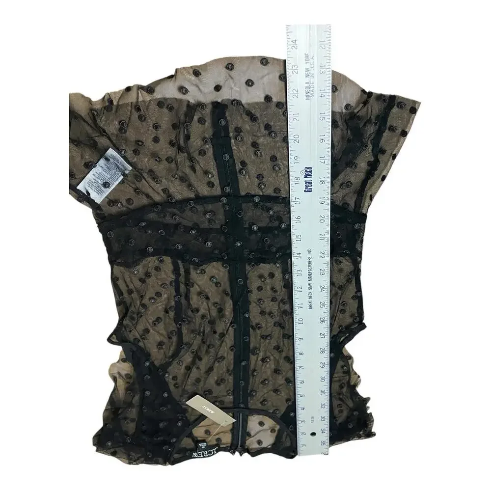 J Crew Blouse Womens Black‎ Cap Sleeve Top Dotted Tulle Sheer Polka Dot Size 00